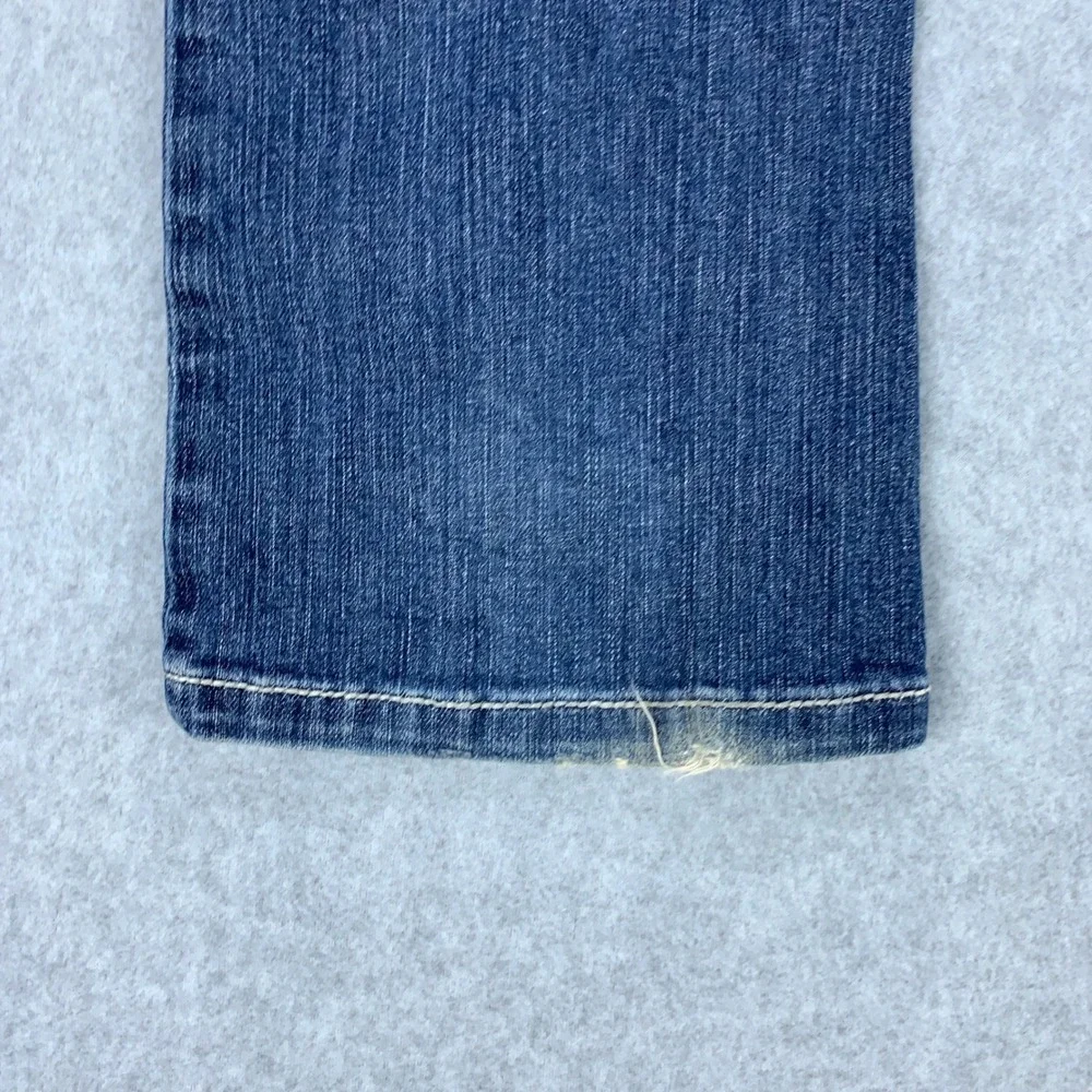 L.A. Idol Bootcut Jeans Womens 7 Blue Rhinestone Embroidered Pockets Stretch